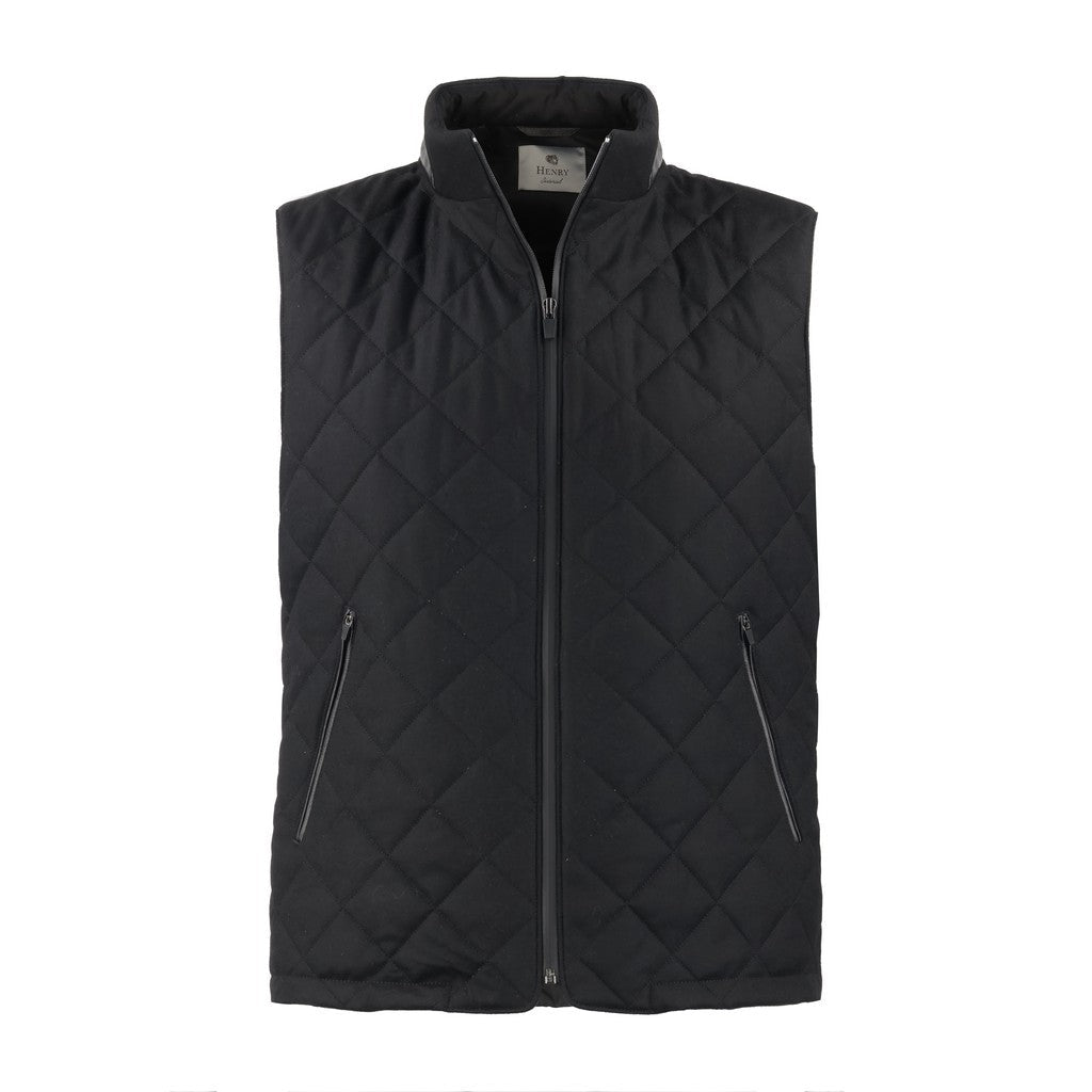 HENRY SARTORIAL Vitale Barberis Canonico QUILTED BODY WARMER GILLET BLACK - Henry Bucks