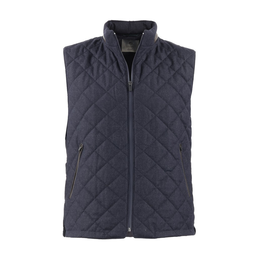 HENRY SARTORIAL Vitale Barberis Canonico Quilted Body Warmer Gillet NAVY - Henry Bucks