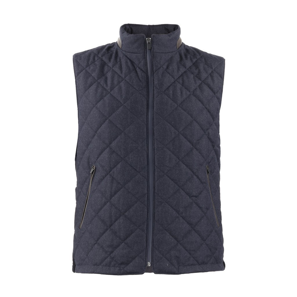 HENRY SARTORIAL Vitale Barberis Canonico Quilted Body Warmer Gillet NAVY - Henry Bucks