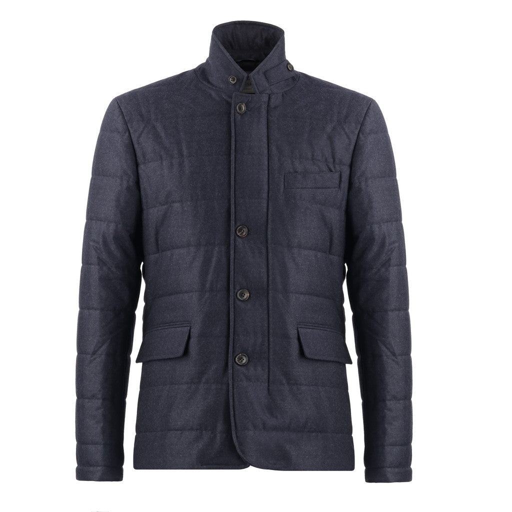 HENRY SARTORIAL Vitale Barberis Canonico Quilted Zipped Jacket NAVY - Henry Bucks