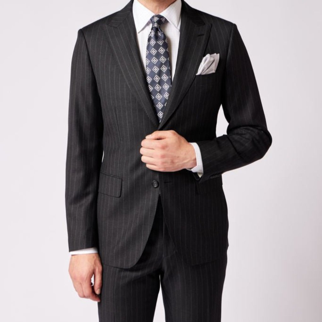 HENRY SARTORIAL Westminster Peak Lapel Suit CHARCOAL STRIPE REG - Henry BucksSuits23AW212089 - CHARSTRP - R - 48