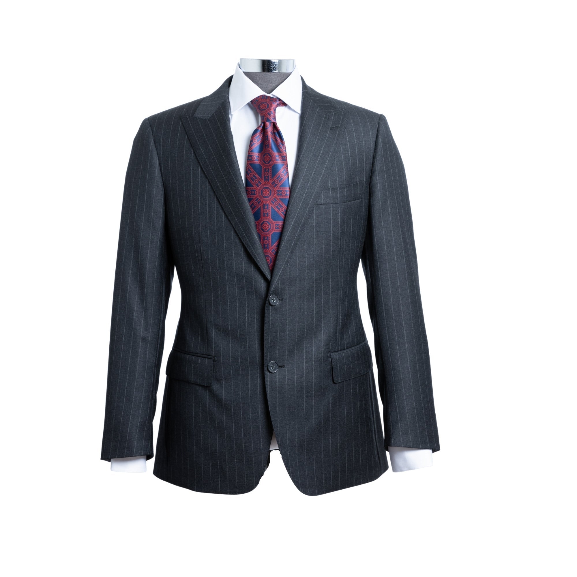 HENRY SARTORIAL Westminster Peak Lapel Suit CHARCOAL STRIPE REG - Henry BucksSuits23AW212089 - CHARSTRP - R - 48