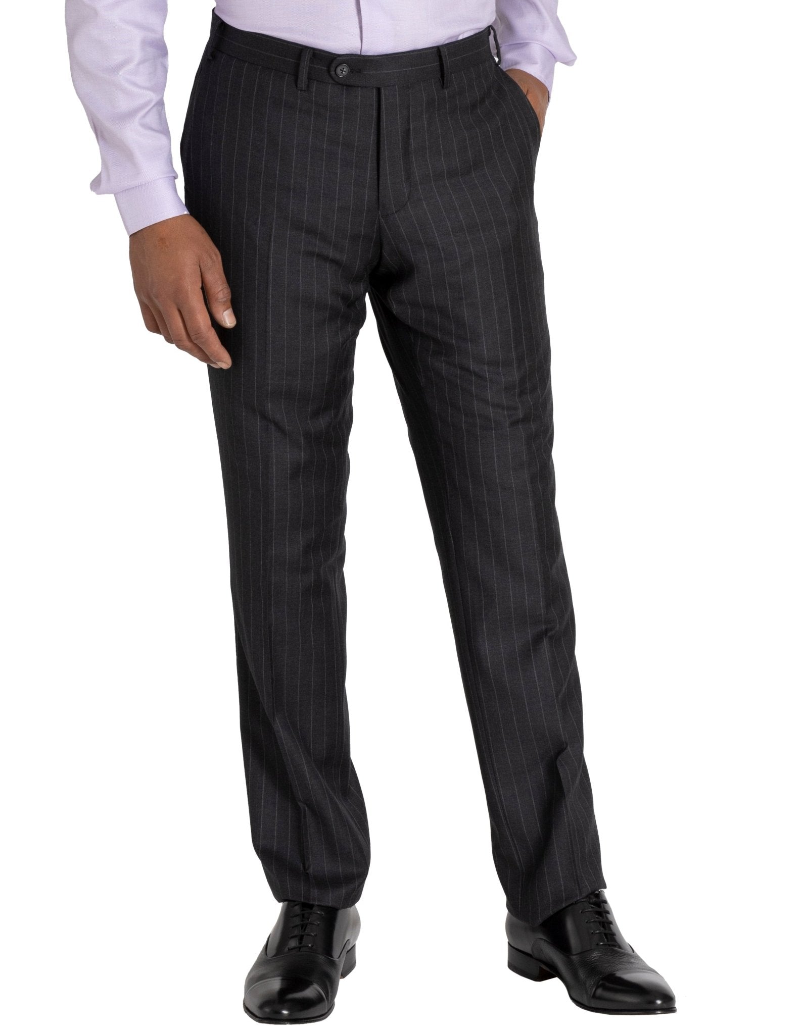 HENRY SARTORIAL Westminster Peak Lapel Suit CHARCOAL STRIPE (Two Trousers) - Henry BucksSuits23AW212090 - CHARSTRP - R - 48