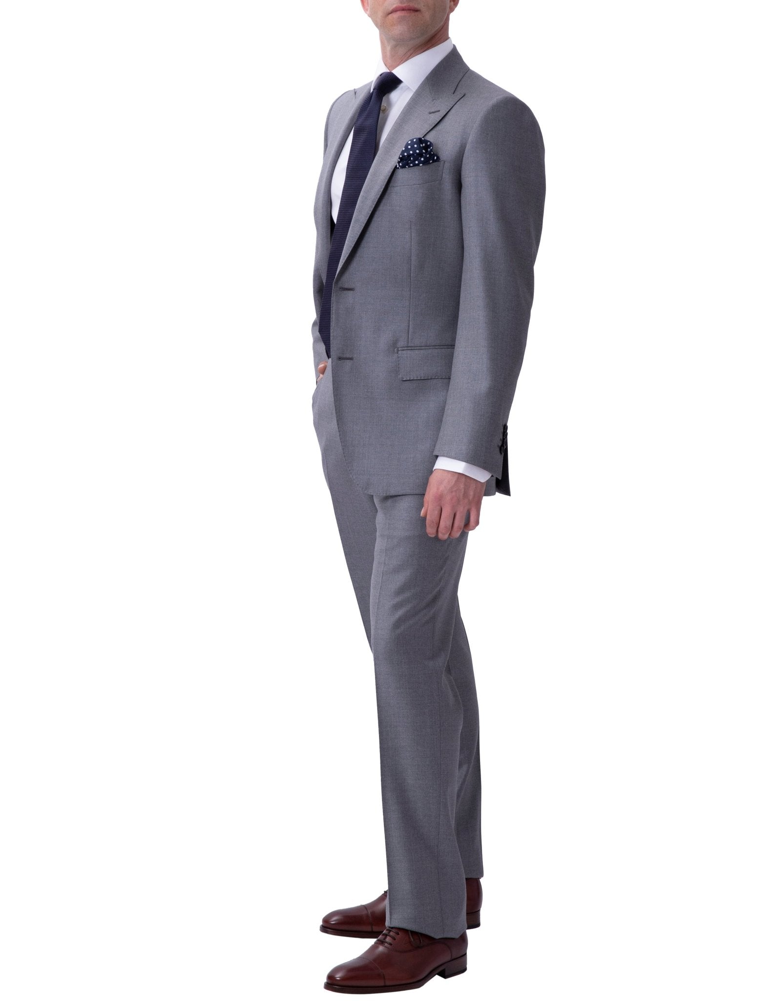 HENRY SARTORIAL Westminster Peak Lapel Suit GREY - Henry BucksSuits23AW212144 - GREY - R - 48