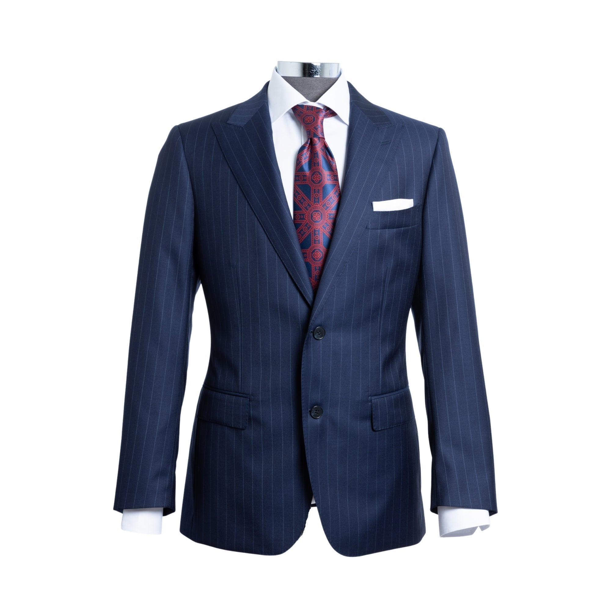 HENRY SARTORIAL Westminster Peak Lapel Suit NAVY STRIPE - Henry BucksSuits23AW212131 - NAVYSTRIPE - R - 48