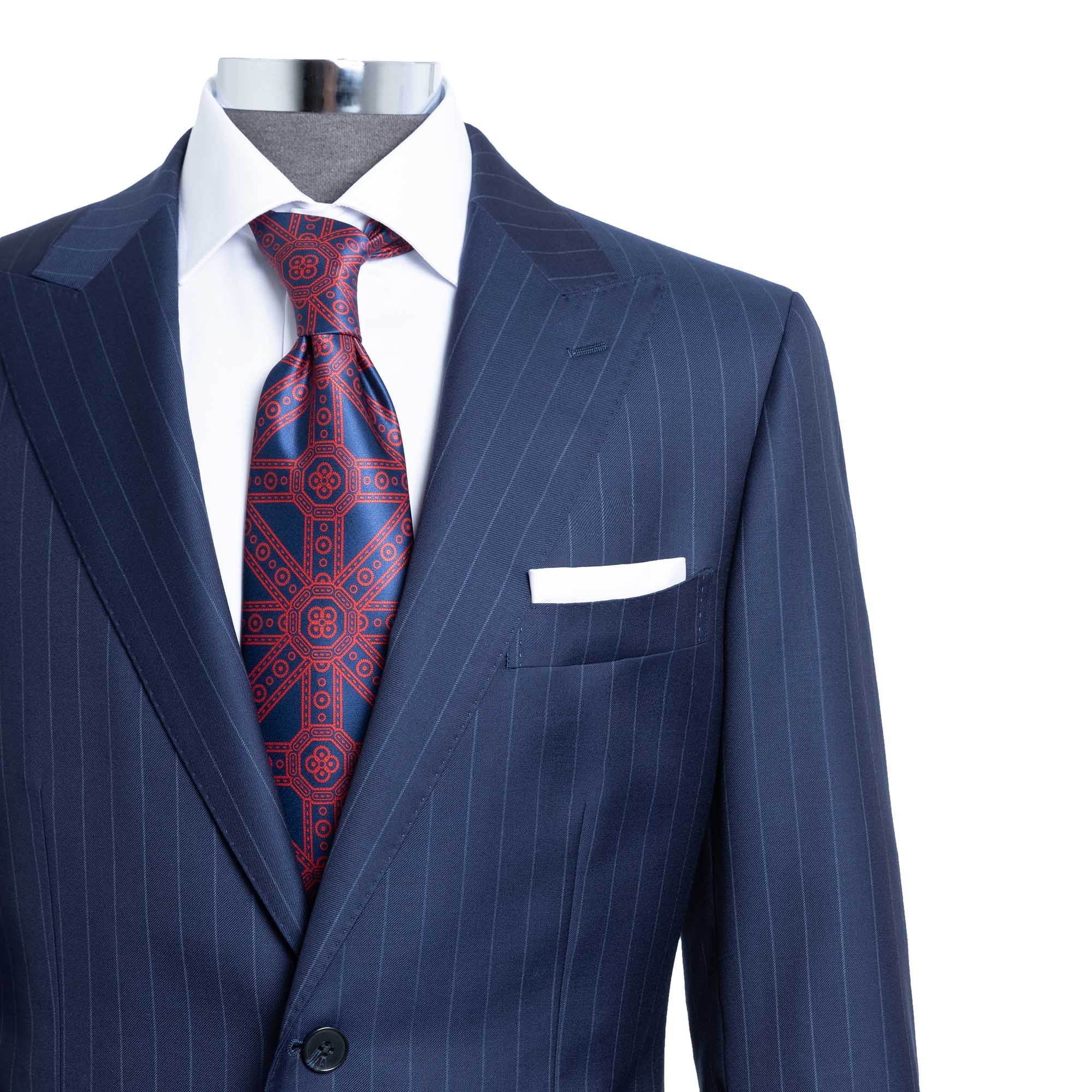 HENRY SARTORIAL Westminster Peak Lapel Suit NAVY STRIPE - Henry BucksSuits23AW212131 - NAVYSTRIPE - R - 48