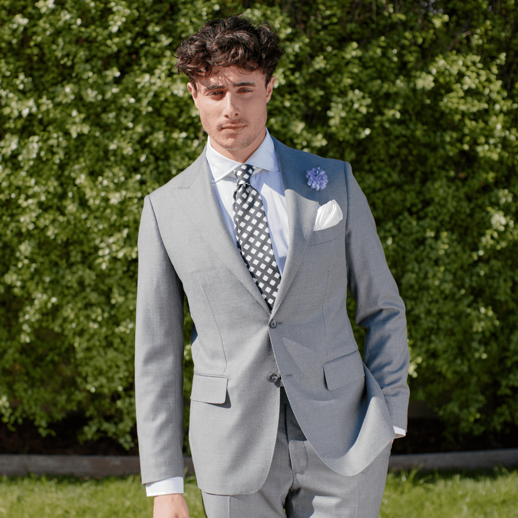 HENRY SARTORIAL Westminster Vitale Barberis Canonico Peak Lapel Wool Suit GREY REG - Henry Bucks