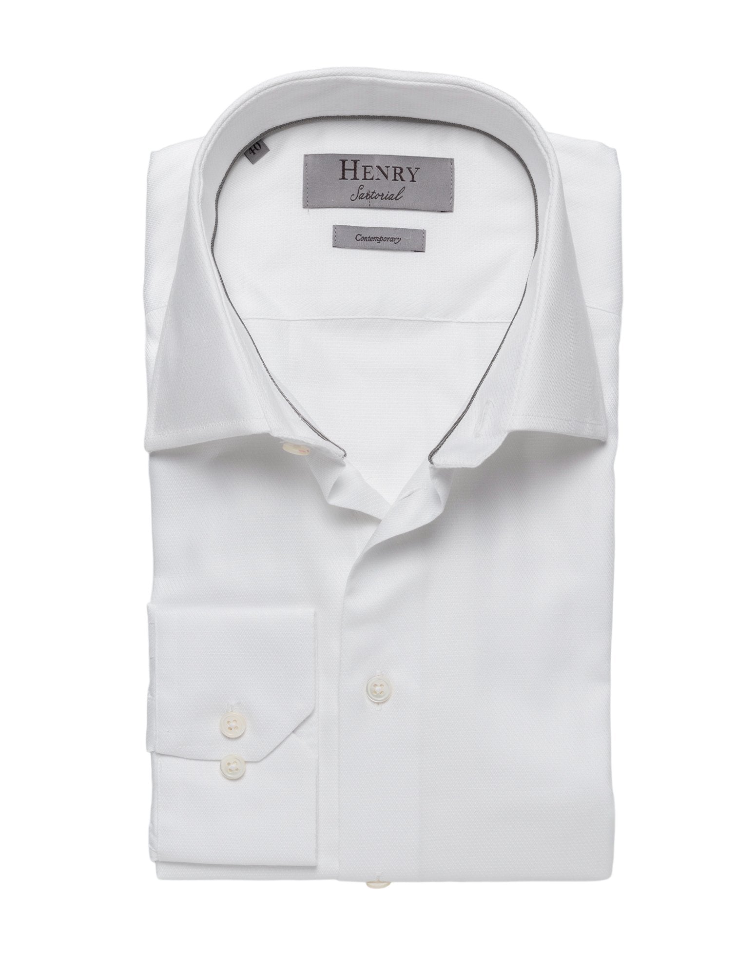 HENRY SARTORIAL White Diamond check shirt WHITE PEARL - Henry BucksShirts01SS23013 - WHT/PEARL - 38