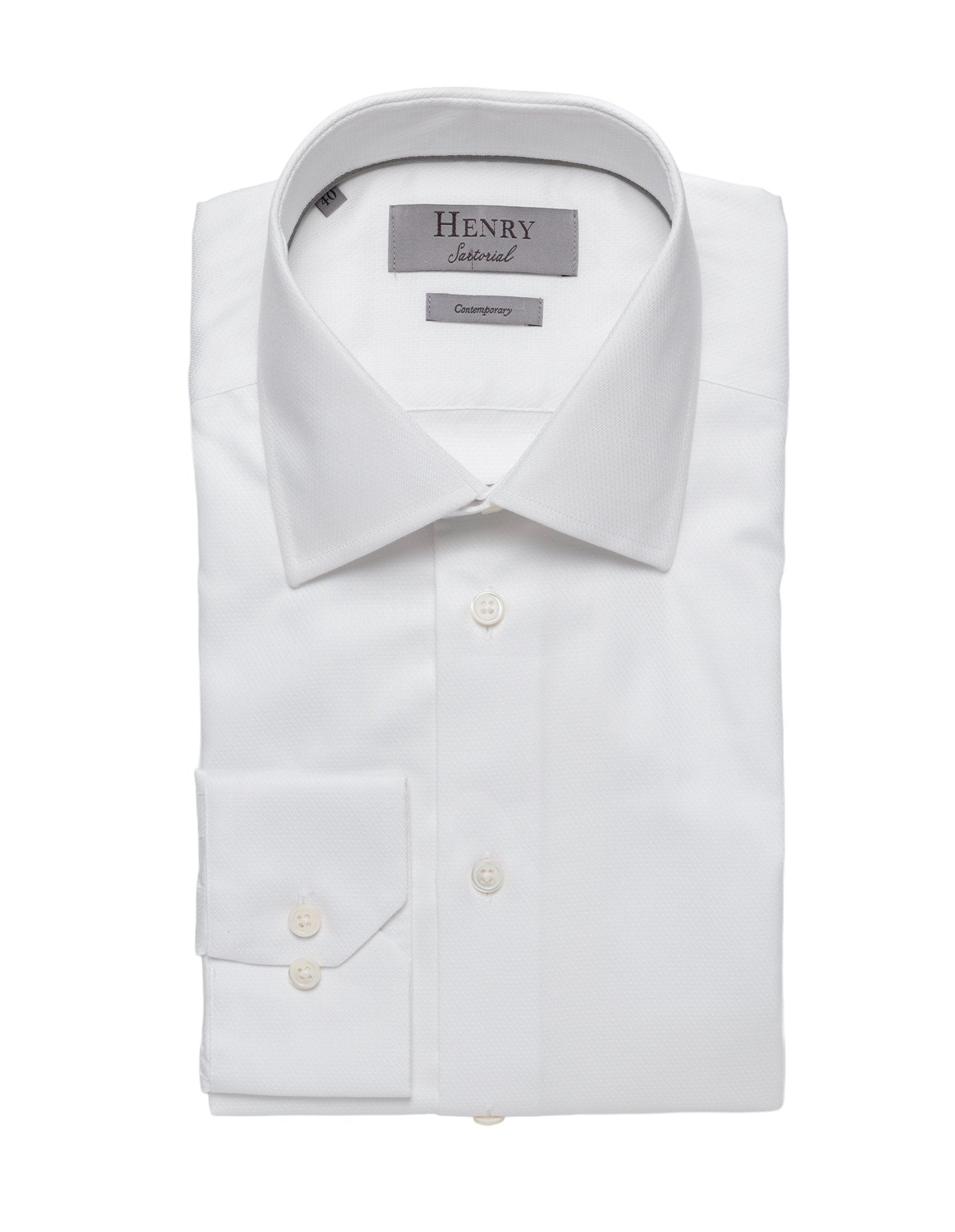 HENRY SARTORIAL White Diamond check shirt WHITE PEARL - Henry BucksShirts01SS23013 - WHT/PEARL - 38