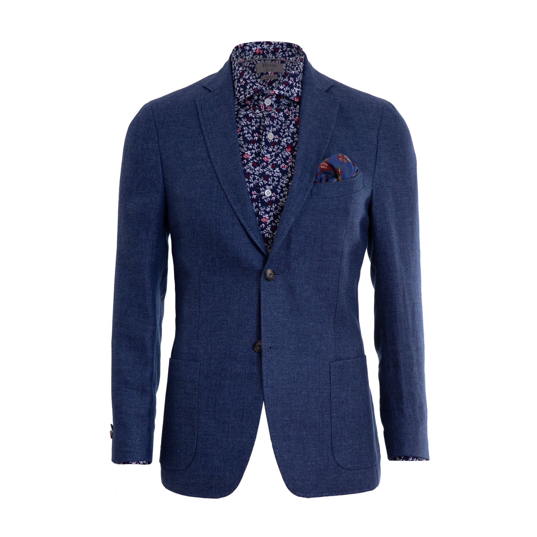 HENRY SARTORIAL Wilmont Linen Blazer Blue - Henry BucksBlazers33SS212008 - BLUE - 48