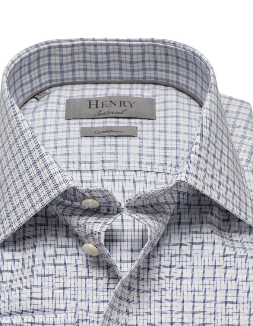 HENRY SARTORIAL Window Shirt NAVY WHITE - Henry BucksShirts01SS23009 - NVYWHT - 38