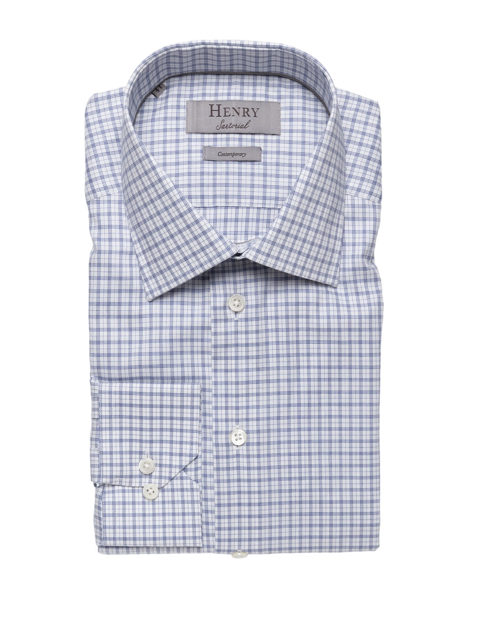 HENRY SARTORIAL Window Shirt NAVY WHITE - Henry BucksShirts01SS23009 - NVYWHT - 38