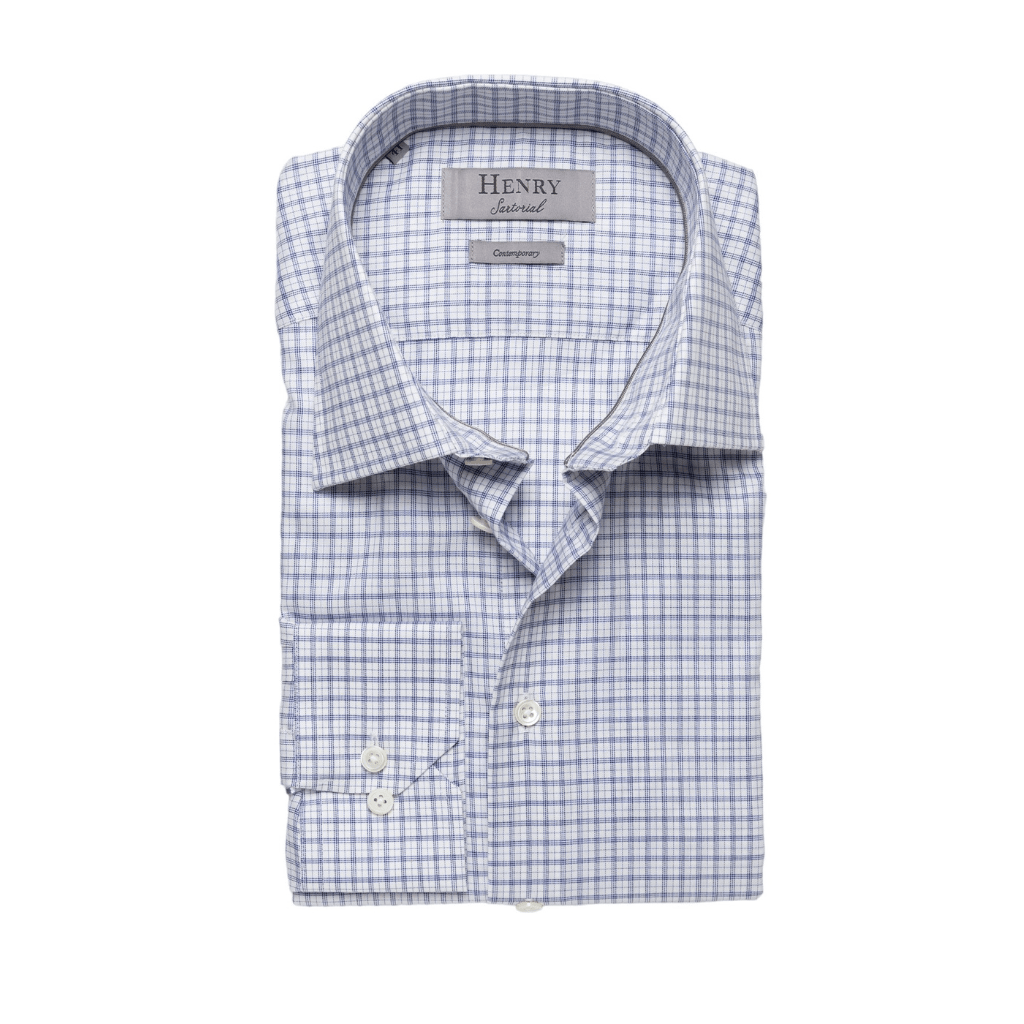 HENRY SARTORIAL Window Shirt NAVY WHITE - Henry Bucks