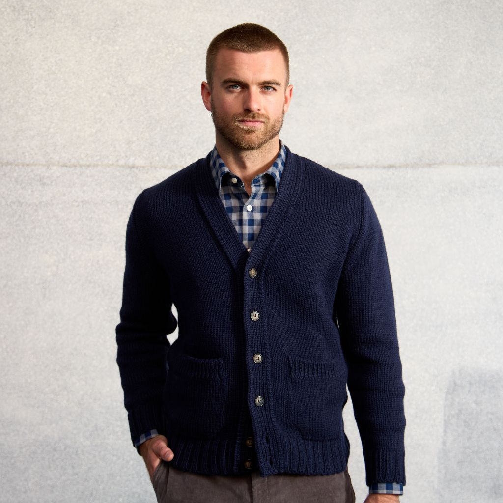 HENRY SARTORIAL Wool Buttonfront Cardigan NAVY - Henry Bucks