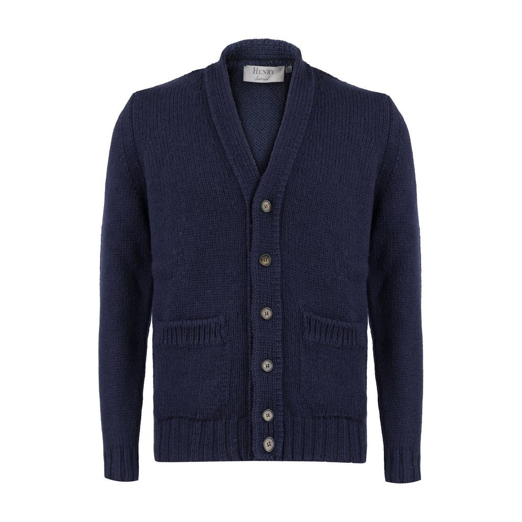 HENRY SARTORIAL Wool Buttonfront Cardigan NAVY - Henry Bucks
