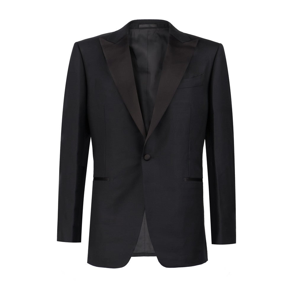 Henry Sartorial Wool Dunn Peak Dinner Suit BLACK - Henry Bucks