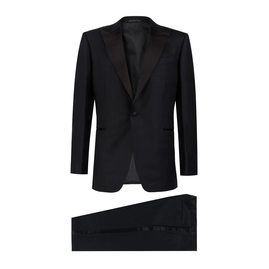 Henry Sartorial Wool Dunn Peak Dinner Suit BLACK - Henry Bucks