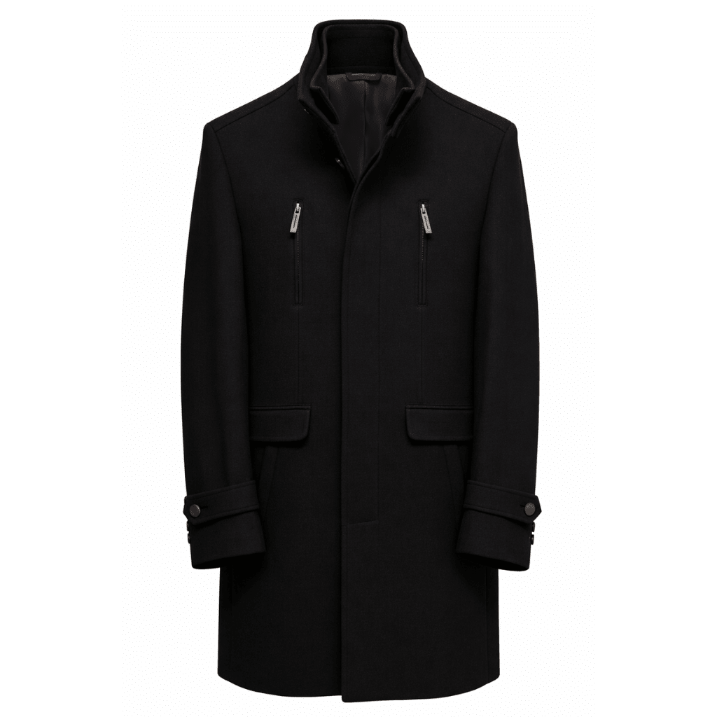 HENRY SARTORIAL Wool Overcoat BLACK - Henry Bucks