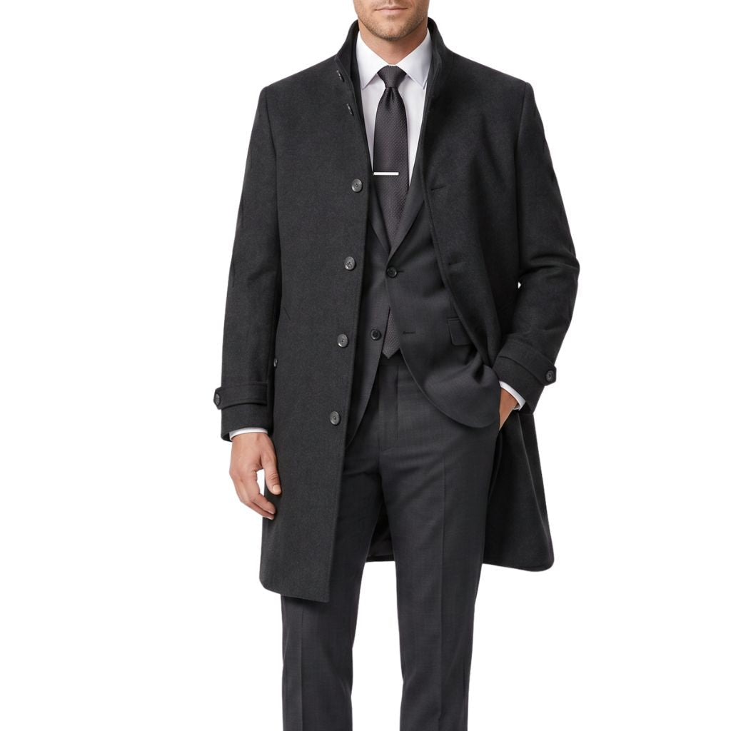 HENRY SARTORIAL Wool Overcoat CHARCOAL - Henry Bucks
