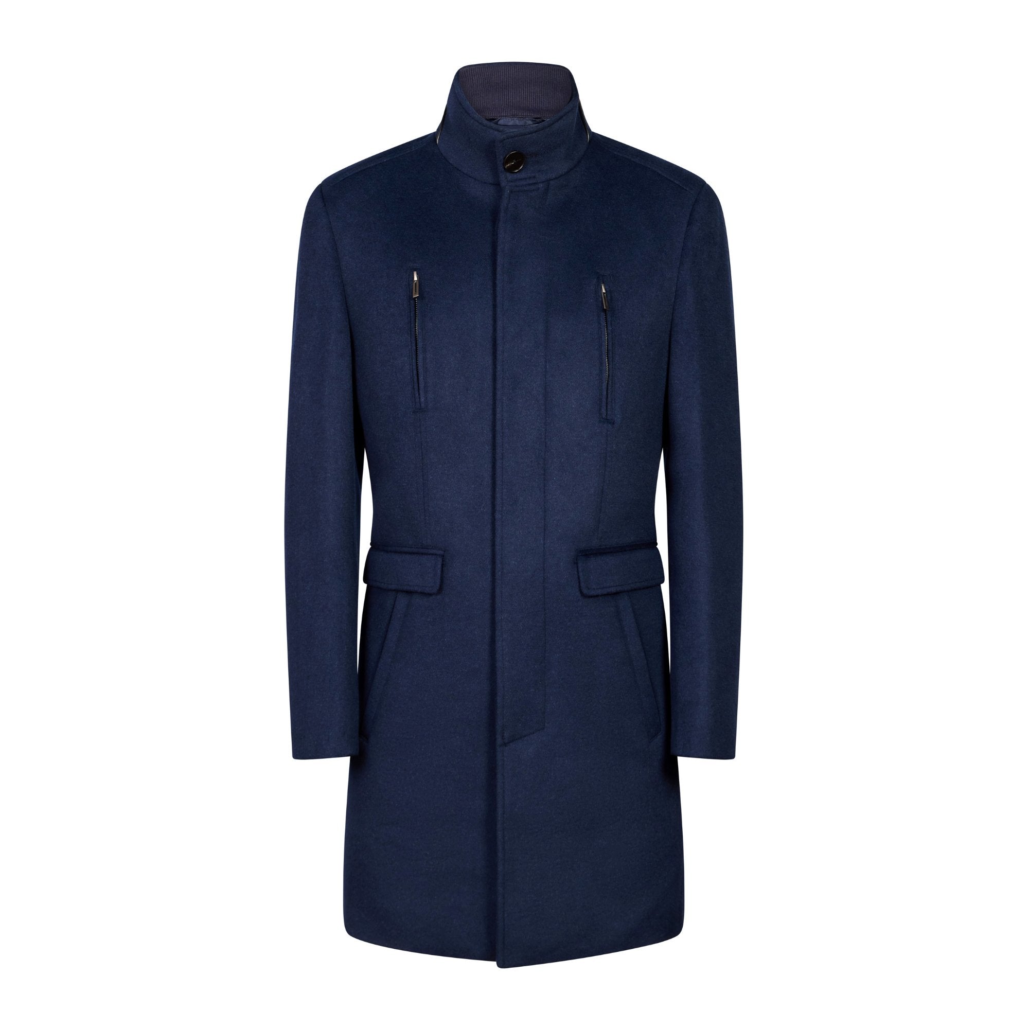 HENRY SARTORIAL Wool Overcoat NAVY REG - Henry BucksOvercoats64AW240021 - NAVY - R - 48