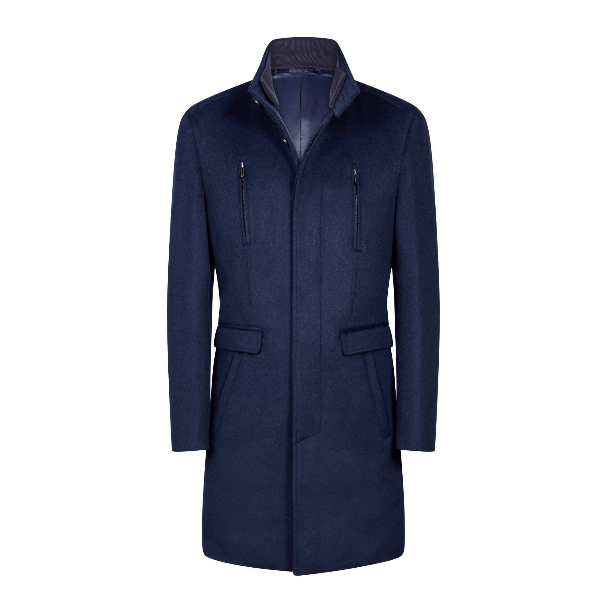 HENRY SARTORIAL Wool Overcoat NAVY REG - Henry BucksOvercoats64AW240021 - NAVY - R - 48