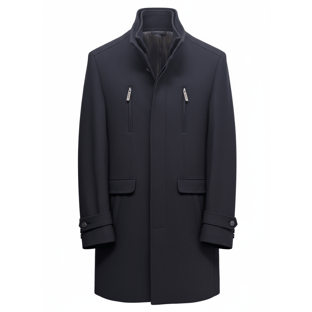 HENRY SARTORIAL Wool Overcoat NAVY - Henry Bucks