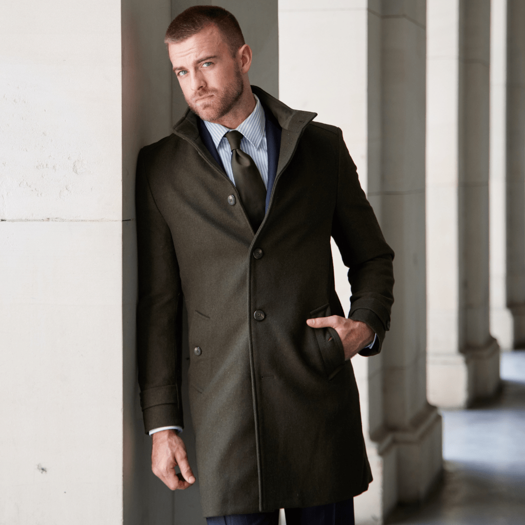 HENRY SARTORIAL Wool Overcoat OLIVE - Henry Bucks