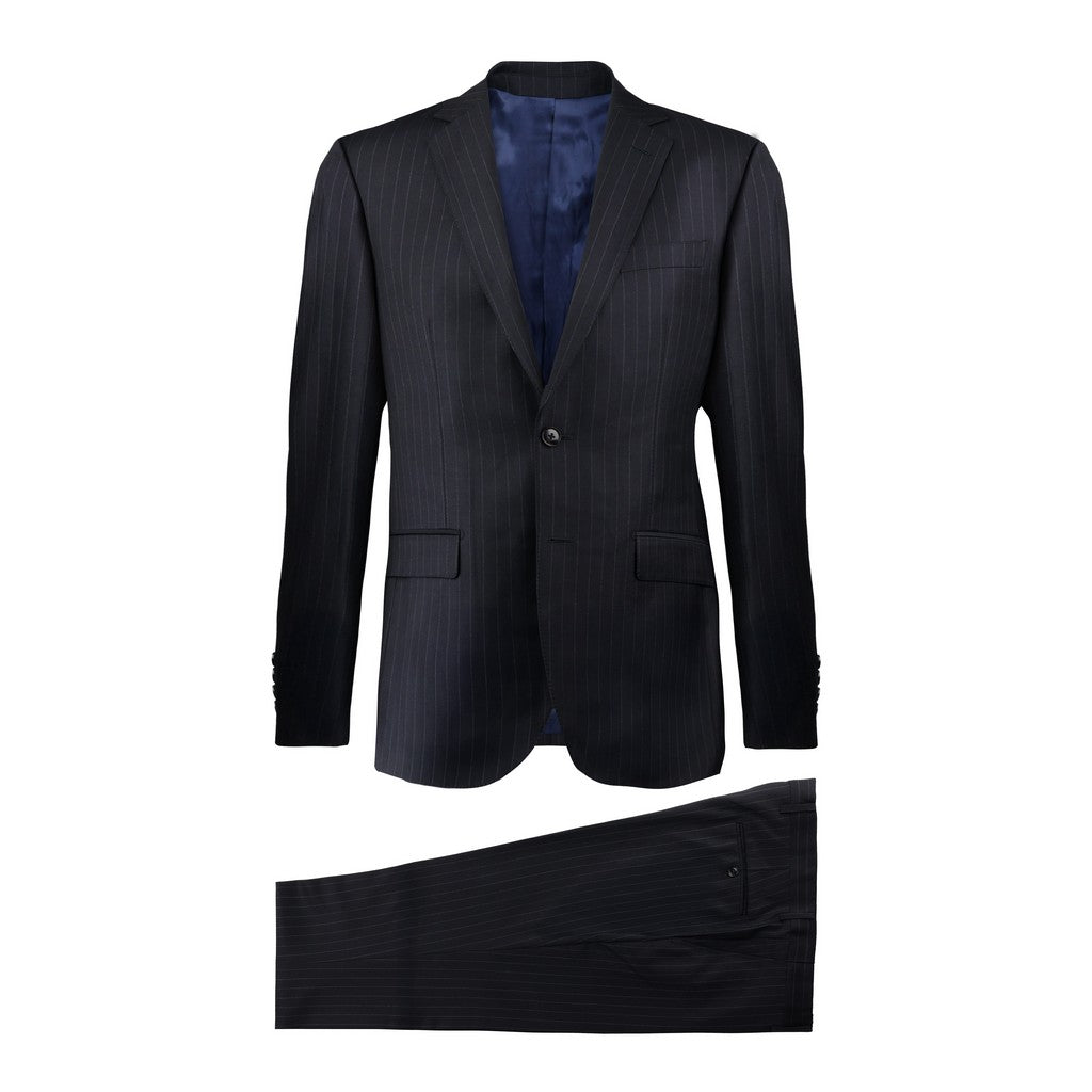 HENRY SARTORIAL Wool Stripe Suit BLACK - Henry Bucks
