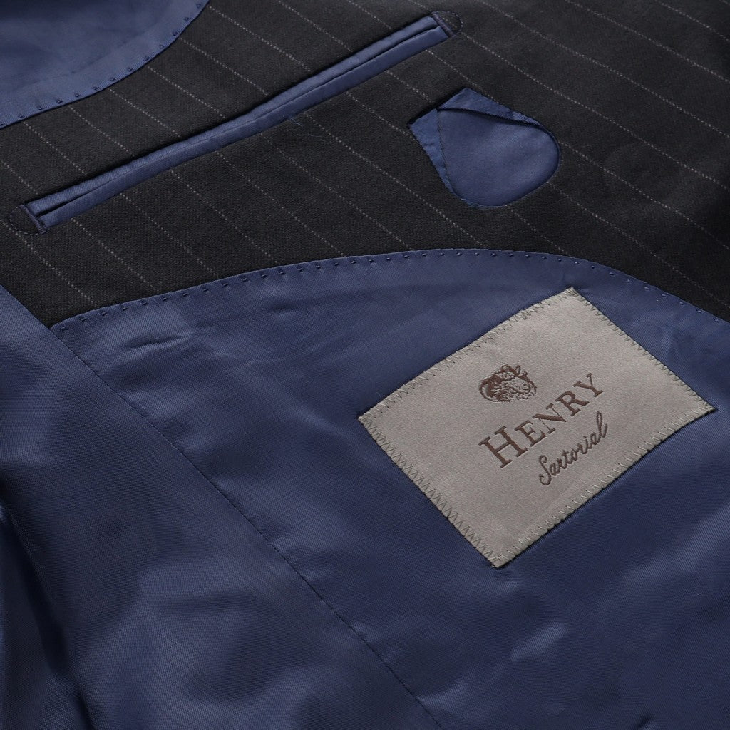 HENRY SARTORIAL Wool Stripe Suit BLACK - Henry Bucks