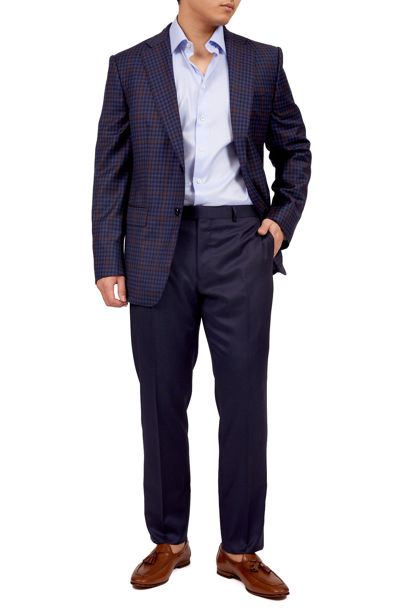 HENRY SARTORIAL Wool Trousers MID NAVY REG - Henry BucksTrouser - Formal34SS220004 - MDNV - R - 48