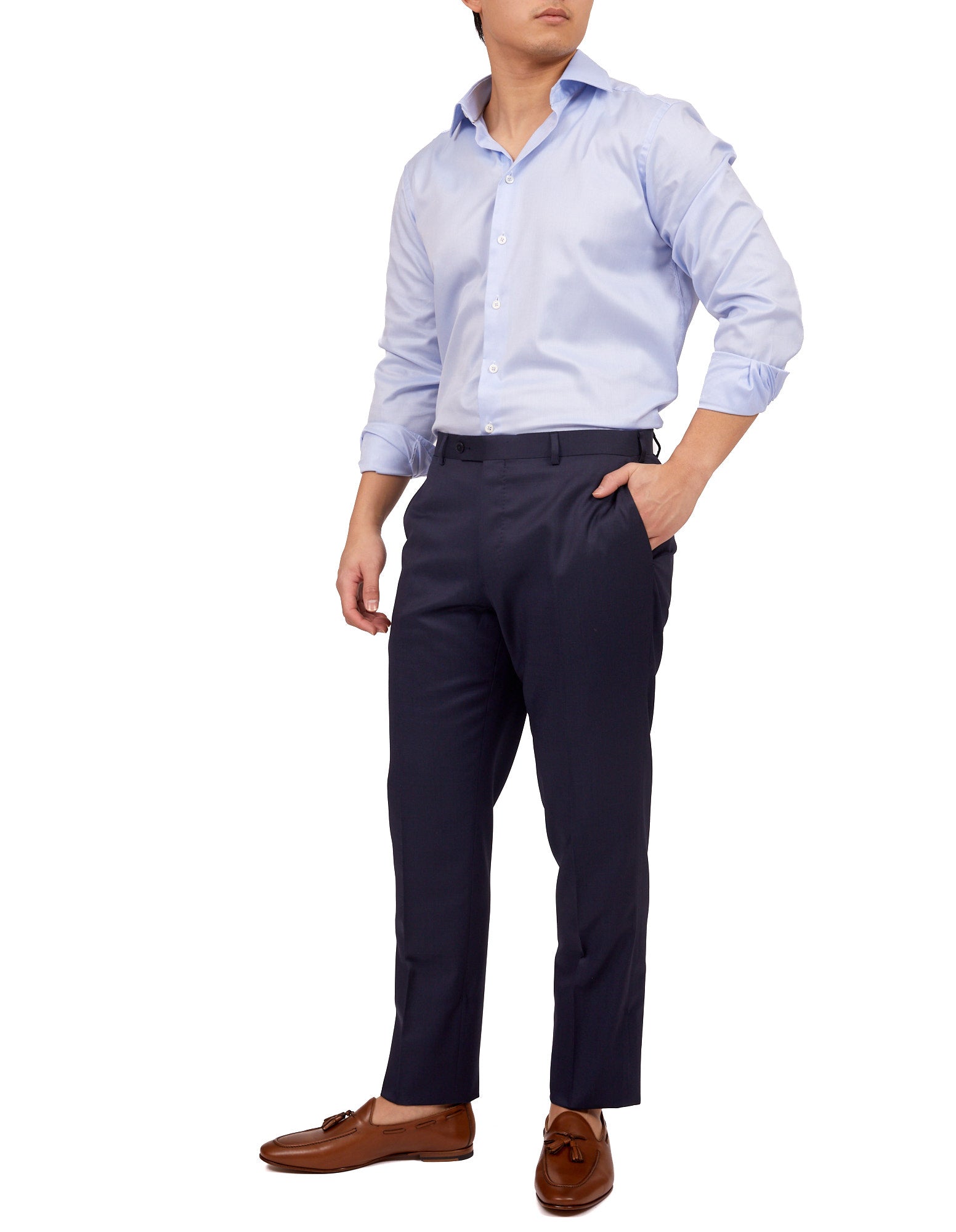 HENRY SARTORIAL Wool Trousers MID NAVY REG - Henry BucksTrouser - Formal34SS220004 - MDNV - R - 48