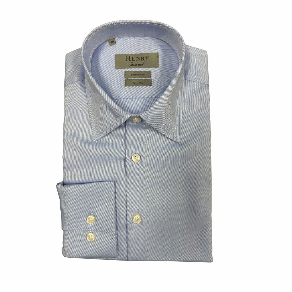 HENRY SARTORIAL Wrinkle Free Cotton Shirt BLUE - Henry Bucks