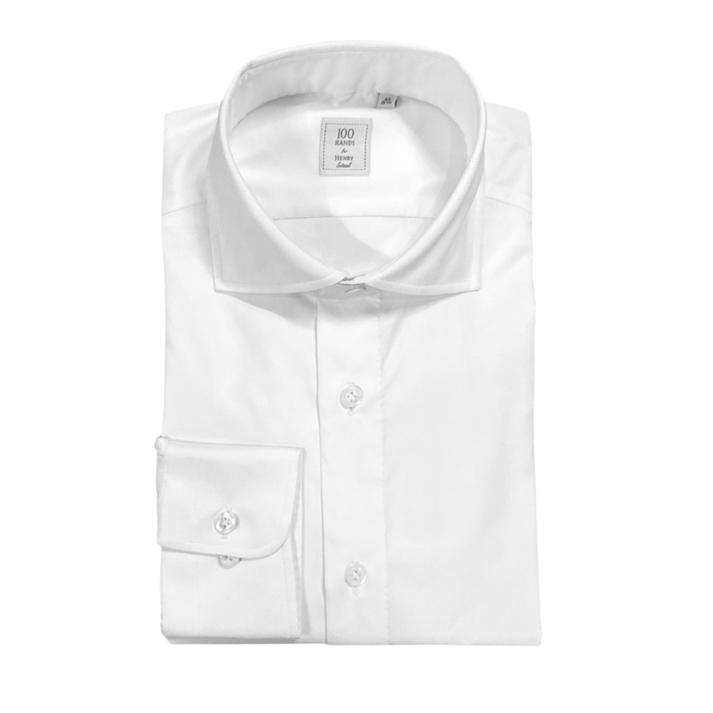 HENRY SARTORIAL X 100 HANDS Cotton Business Shirt WHITE - Henry Bucks