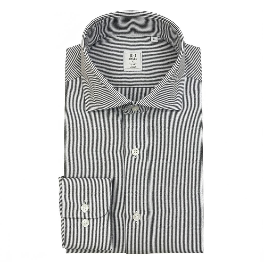 HENRY SARTORIAL X 100 HANDS Cotton Oxford Shirt BLUE STRIPE - Henry Bucks