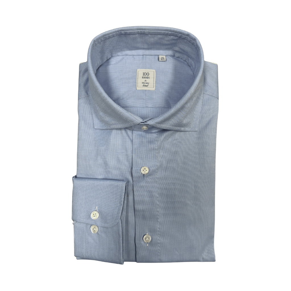 HENRY SARTORIAL X 100 HANDS Cotton Oxford Shirt LIGHT BLUE - Henry Bucks