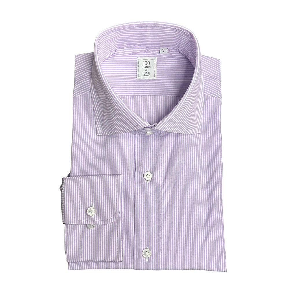 HENRY SARTORIAL X 100 HANDS Cotton Shirt PINK STRIPE - Henry Bucks