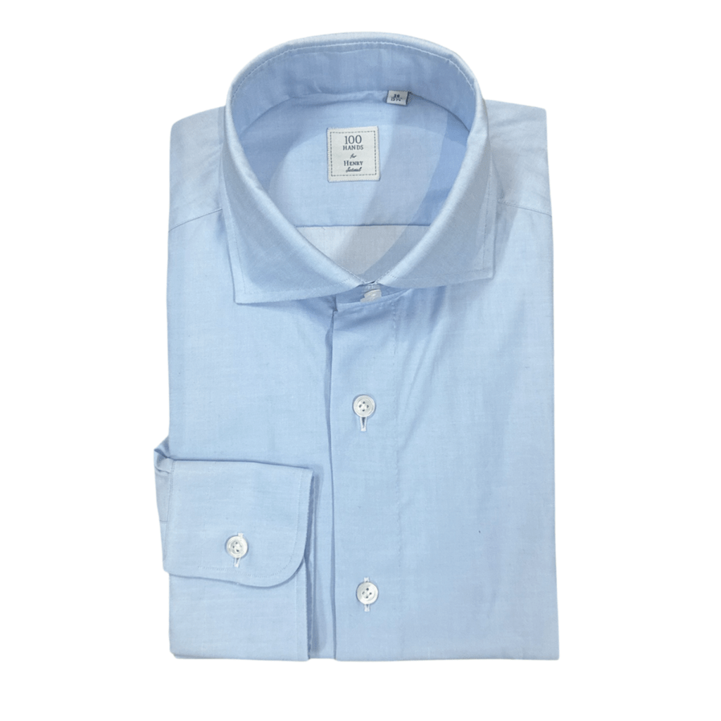 HENRY SARTORIAL X 100 HANDS Cotton Twill Long Sleeve Shirt LIGHT BLUE - Henry Bucks