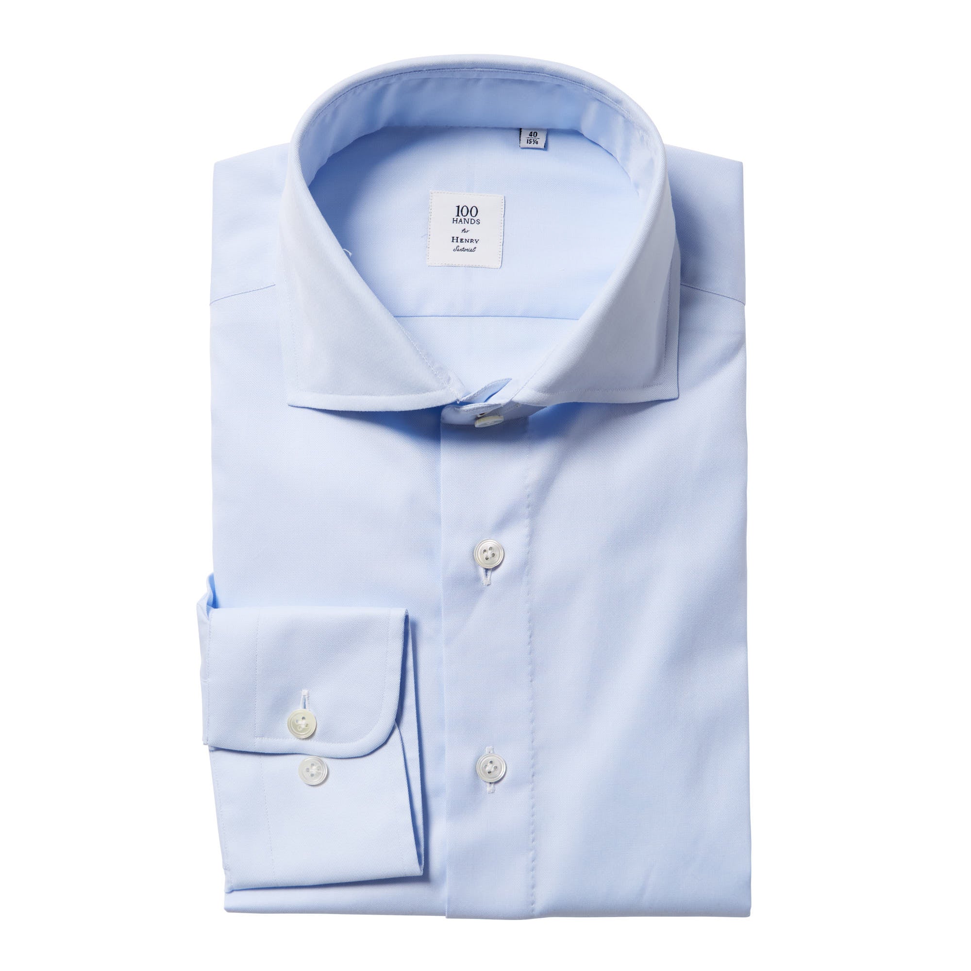 HENRY SARTORIAL X 100 HANDS Fine Twill Shirt MEDIUM BLUE - Henry BucksSHIRTS01AW240003 - MEDIUMBLU - 36