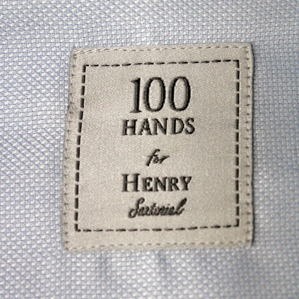 HENRY SARTORIAL X 100 HANDS Single Cuff Tailored Fit Oxford Shirt LIGHT BLUE - Henry Bucks