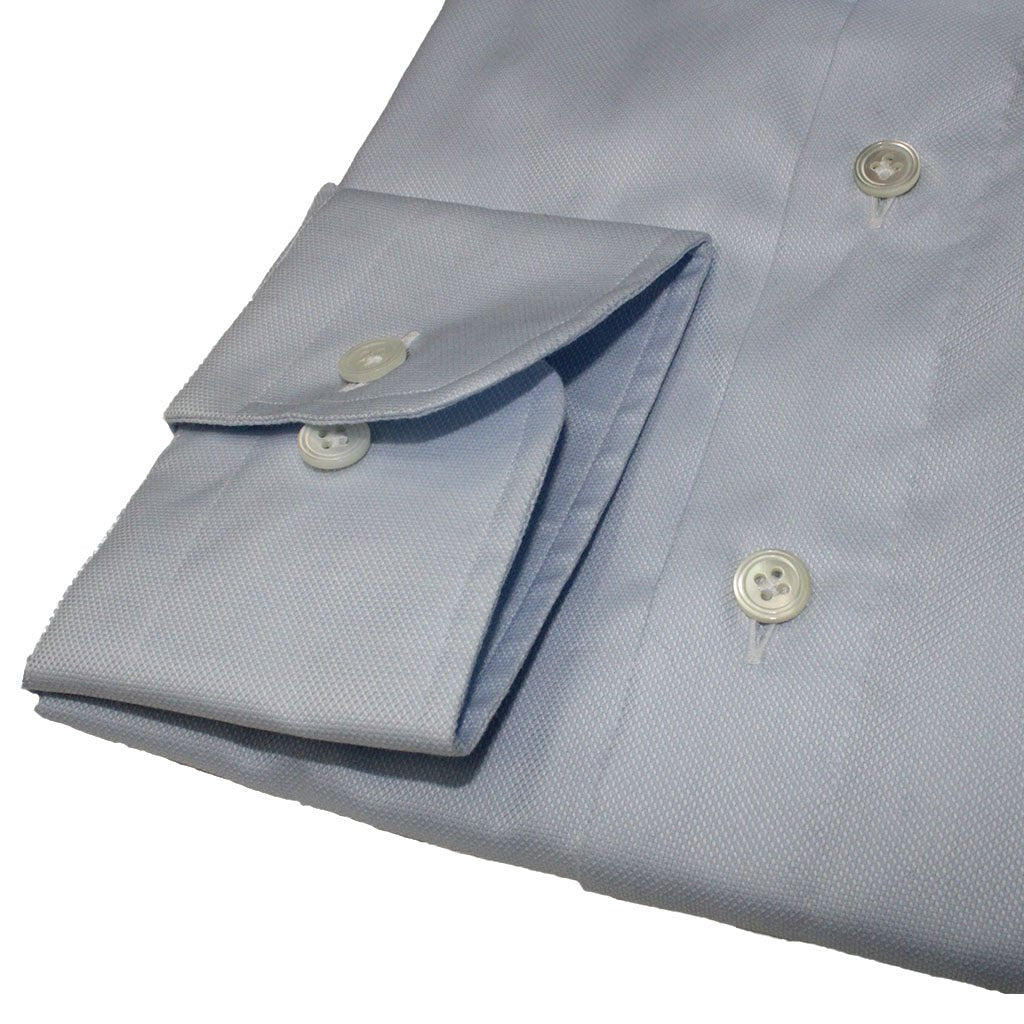 HENRY SARTORIAL X 100 HANDS Single Cuff Tailored Fit Oxford Shirt LIGHT BLUE - Henry Bucks