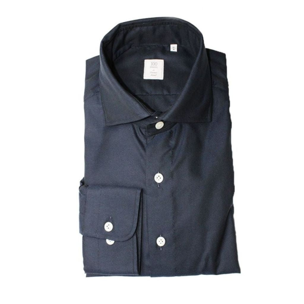 HENRY SARTORIAL X 100 HANDS Single Cuff Tailored Fit Oxford Shirt NAVY - Henry Bucks