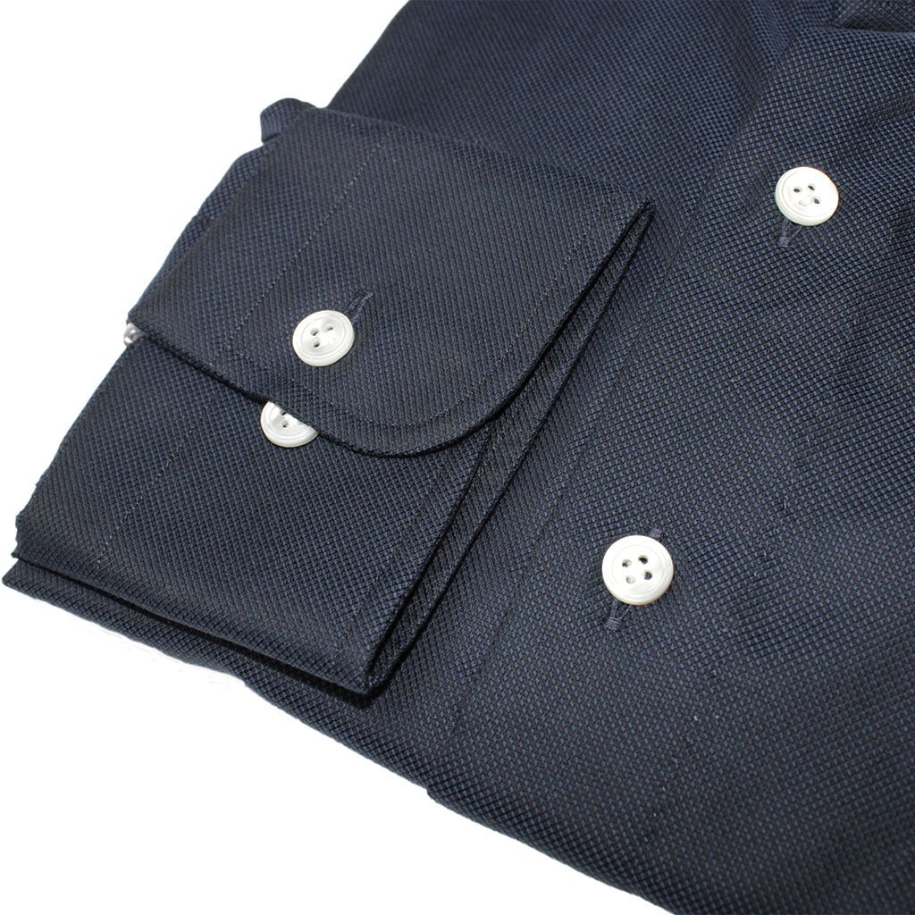 HENRY SARTORIAL X 100 HANDS Single Cuff Tailored Fit Oxford Shirt NAVY - Henry Bucks