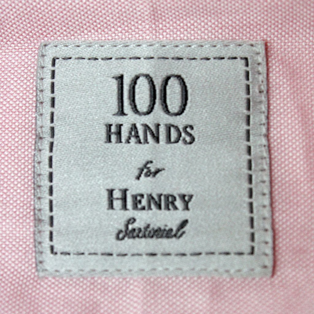 HENRY SARTORIAL X 100 HANDS Single Cuff Tailored Fit Oxford Shirt PINK - Henry Bucks