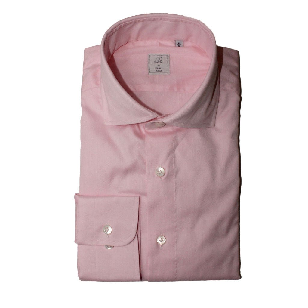 HENRY SARTORIAL X 100 HANDS Single Cuff Tailored Fit Oxford Shirt PINK - Henry Bucks