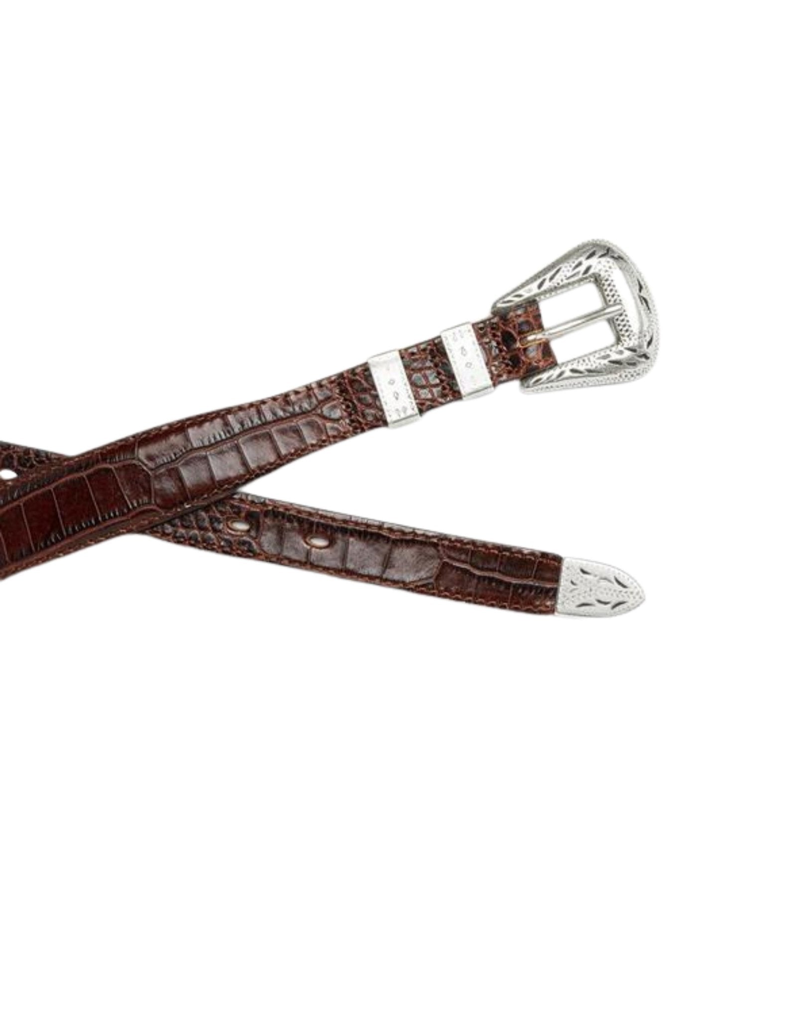 HENRY SARTORIAL X ADRIANO MENEGHETTI Croc Leather Belt DARK BROWN - Henry BucksBelts35AW21CROC - BRDK - 85