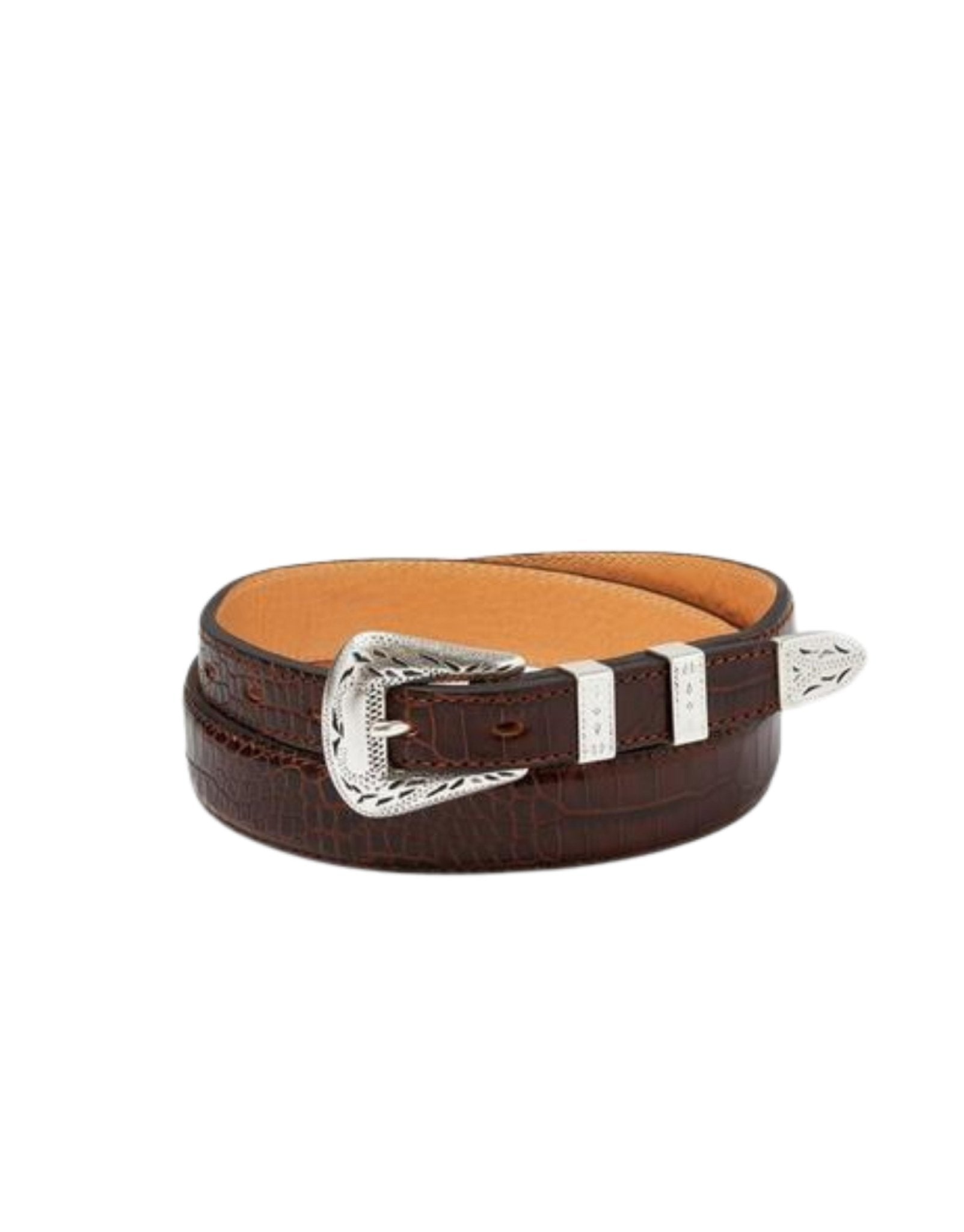 HENRY SARTORIAL X ADRIANO MENEGHETTI Croc Leather Belt DARK BROWN - Henry BucksBelts35AW21CROC - BRDK - 85