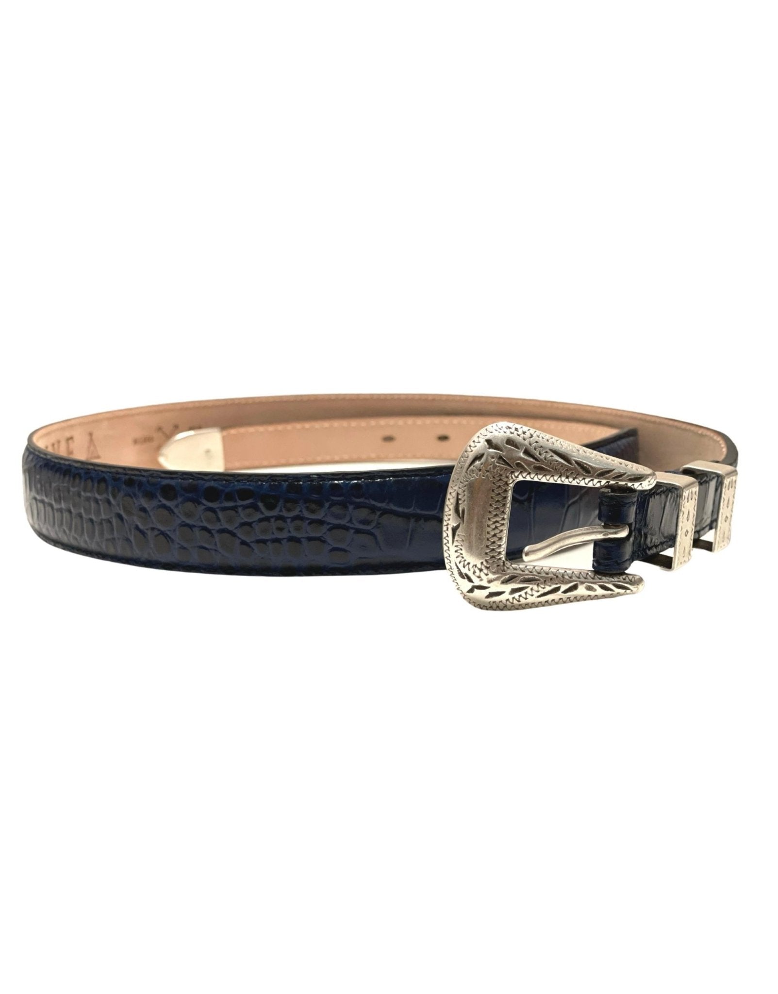 HENRY SARTORIAL X ADRIANO MENEGHETTI Croc Leather Belt NAVY - Henry BucksBelts35AW21CROC - NAVY - 85