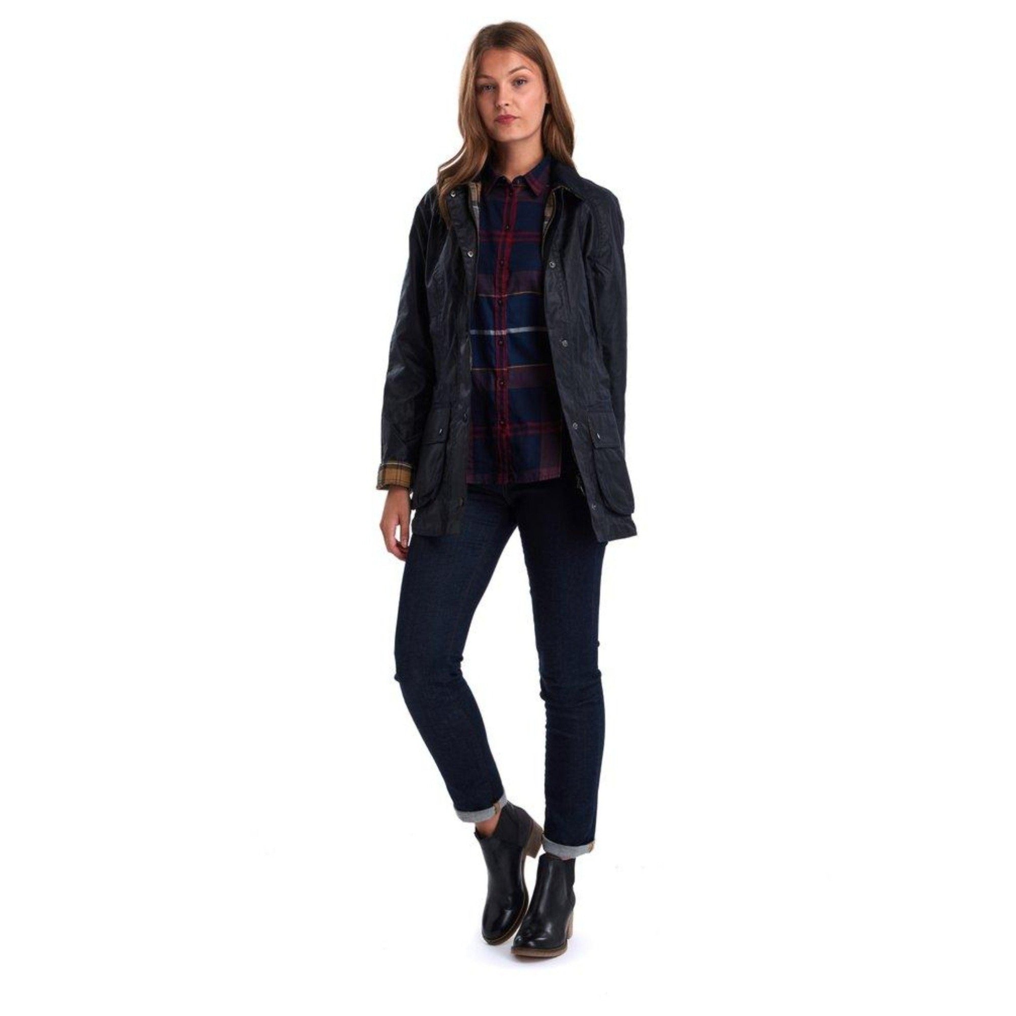 HENRY SARTORIAL x BARBOUR Women Beadnell Wax Jacket NAVY Henry Bucks