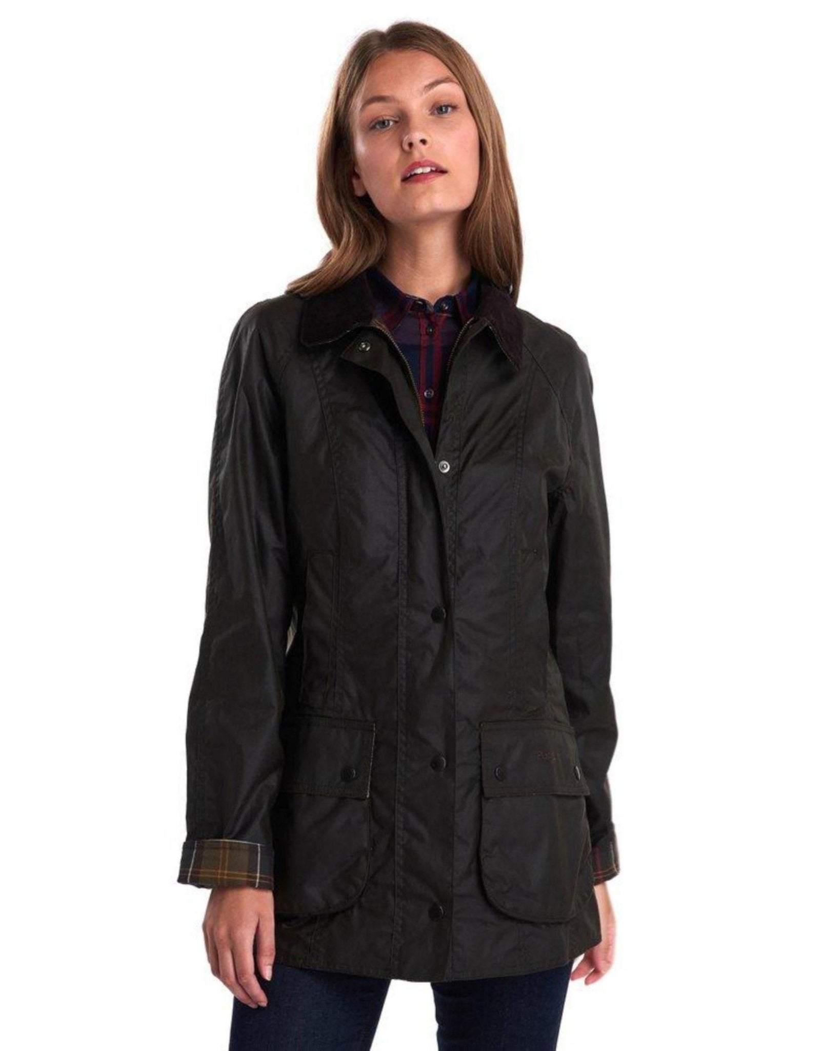 HENRY SARTORIAL x BARBOUR Women Beadnell Wax Jacket OLIVE - Henry BucksOvercoats40AW206680 - OLIVE - 8