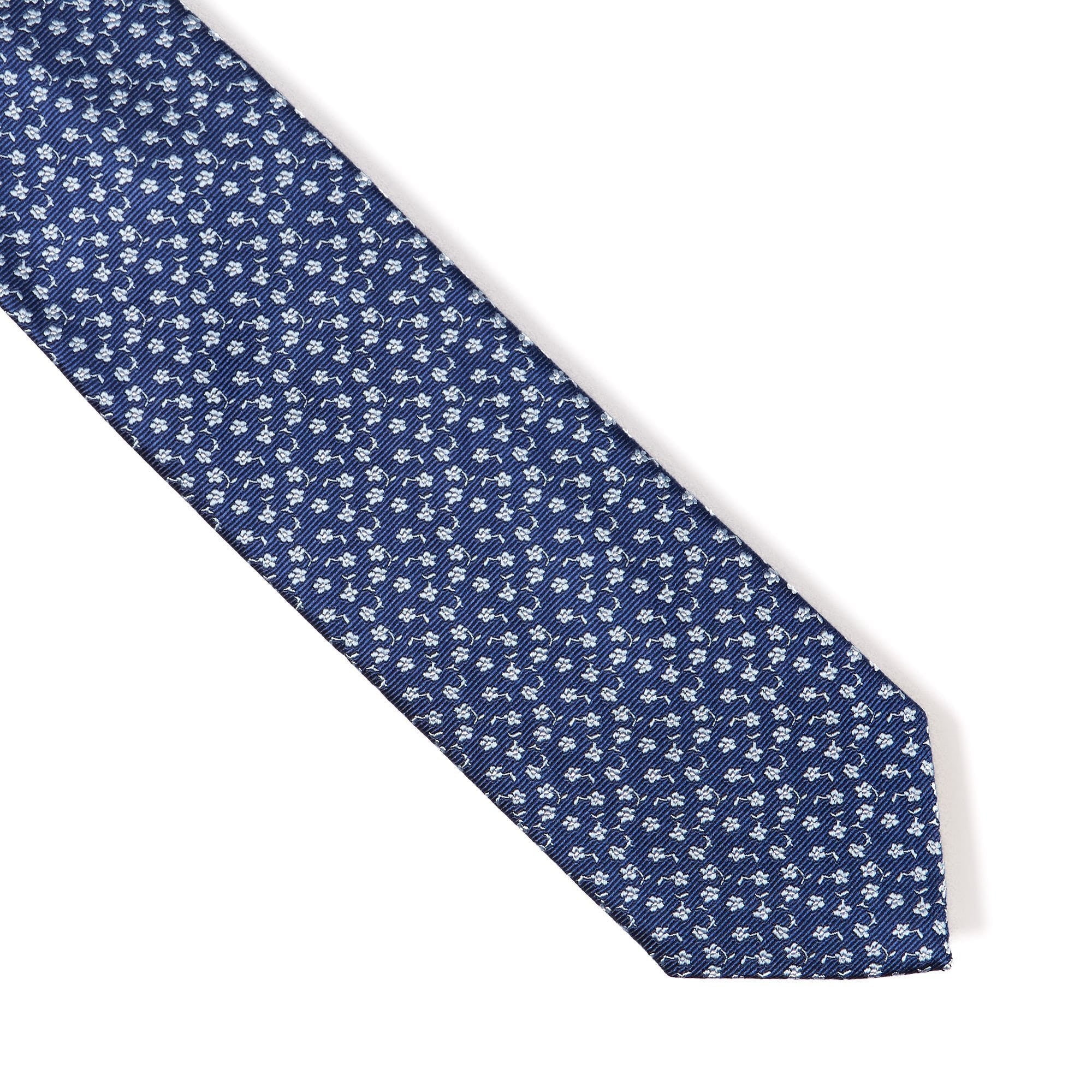 HENRY SARTORIAL X CANTINI Floral Silk Tie NAVY/GREY - Henry BucksTies68AW240072 - NVYGRY